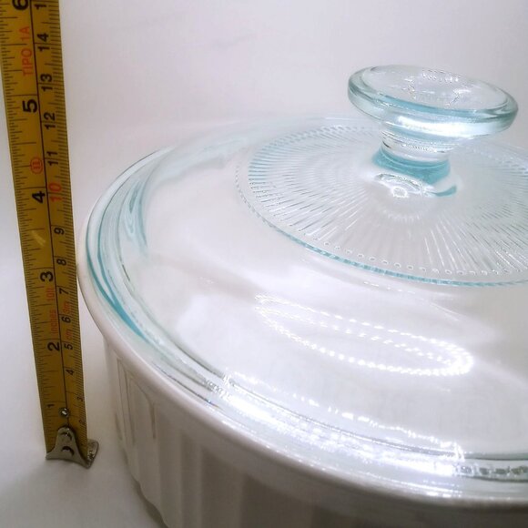 Corning Ware Casserole Dish Round French White Stoneware Pyrex Lid 1.4L 1.5 Qt - Picture 7 of 10